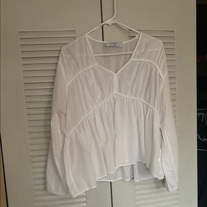 White V-Neck Blouse
